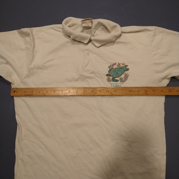 '90s vintage LL Bean polo M white USA made measurement Good condition ridley tur - Picture 4 of 6